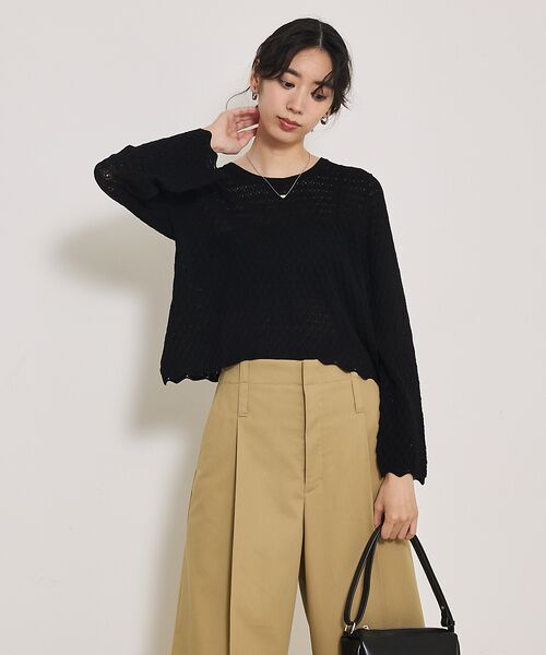 qualite / カリテ Tシャツ | スカラップレースニット | 詳細8