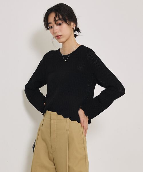 qualite / カリテ Tシャツ | スカラップレースニット | 詳細10