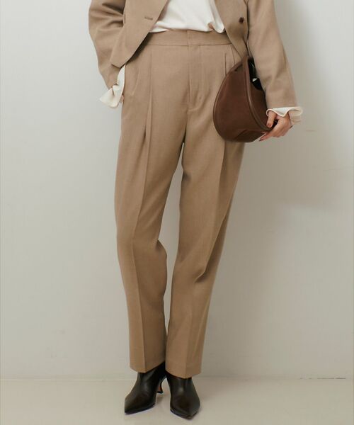 qualite / カリテ パンツ | 【セットアップ対応】ツイードタックテーパード(ベージュ)