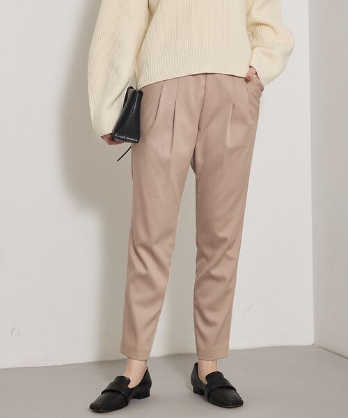 qualite / カリテ パンツ | 【2WAYタックパンツシリーズ新素材!】ウォームサテンタックパンツ(ベージュ)