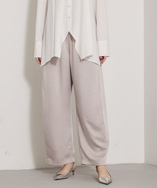 qualite / カリテ パンツ | 【気品あるツヤ感】ジョーゼットサテンワイドパンツ(ピンクベージュ)