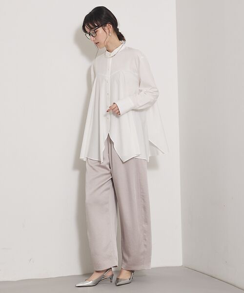 qualite / カリテ パンツ | 【気品あるツヤ感】ジョーゼットサテンワイドパンツ | 詳細10