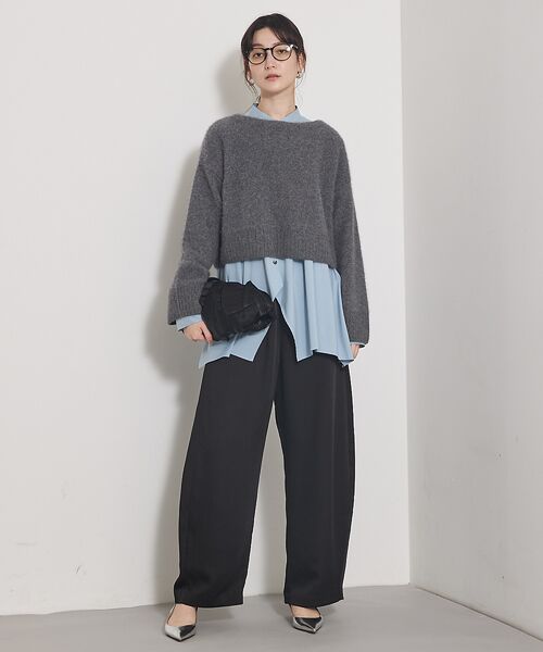 qualite / カリテ パンツ | 【気品あるツヤ感】ジョーゼットサテンワイドパンツ | 詳細14