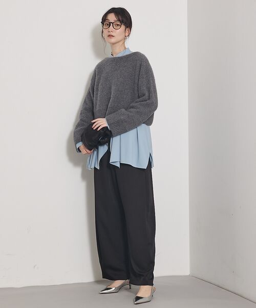 qualite / カリテ パンツ | 【気品あるツヤ感】ジョーゼットサテンワイドパンツ | 詳細15