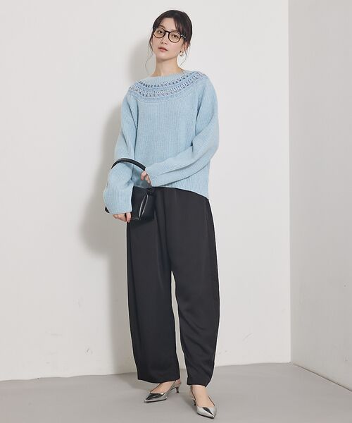 qualite / カリテ パンツ | 【気品あるツヤ感】ジョーゼットサテンワイドパンツ | 詳細16