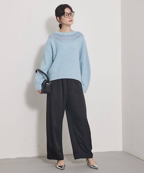 qualite / カリテ パンツ | 【気品あるツヤ感】ジョーゼットサテンワイドパンツ | 詳細17