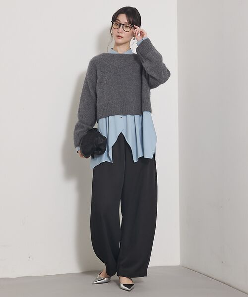 qualite / カリテ パンツ | 【気品あるツヤ感】ジョーゼットサテンワイドパンツ | 詳細2