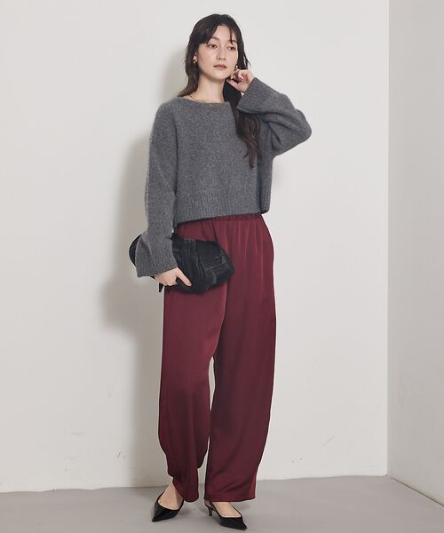 qualite / カリテ パンツ | 【気品あるツヤ感】ジョーゼットサテンワイドパンツ | 詳細21