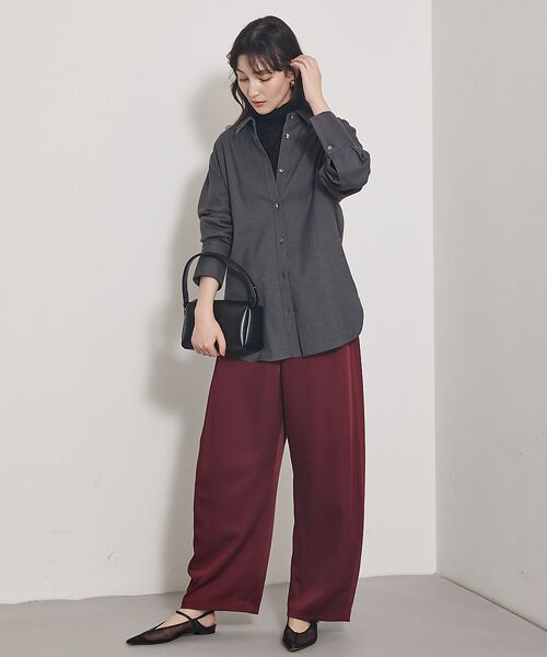 qualite / カリテ パンツ | 【気品あるツヤ感】ジョーゼットサテンワイドパンツ | 詳細22