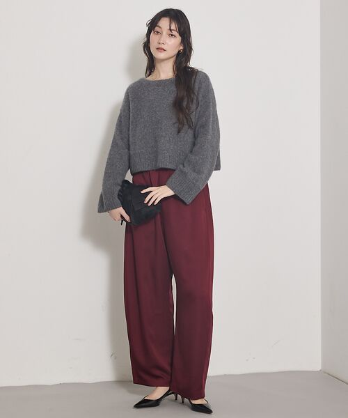 qualite / カリテ パンツ | 【気品あるツヤ感】ジョーゼットサテンワイドパンツ | 詳細23