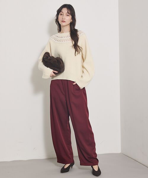 qualite / カリテ パンツ | 【気品あるツヤ感】ジョーゼットサテンワイドパンツ | 詳細24