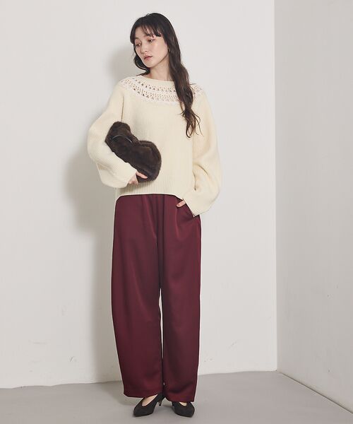 qualite / カリテ パンツ | 【気品あるツヤ感】ジョーゼットサテンワイドパンツ | 詳細25