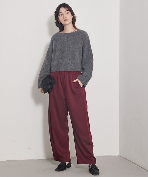 qualite / カリテ パンツ | 【気品あるツヤ感】ジョーゼットサテンワイドパンツ | 詳細4