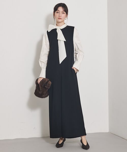 qualite / カリテ サロペット・オールインワン | 【オールシーズン大活躍】ダブルサテンオールインワン(ブラック)