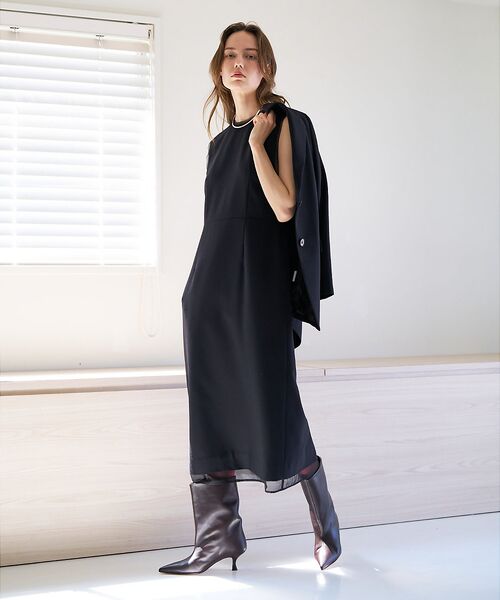 qualite / カリテ ワンピース | 【品よく決まる一着】TWツイルワンピース(ブラック)