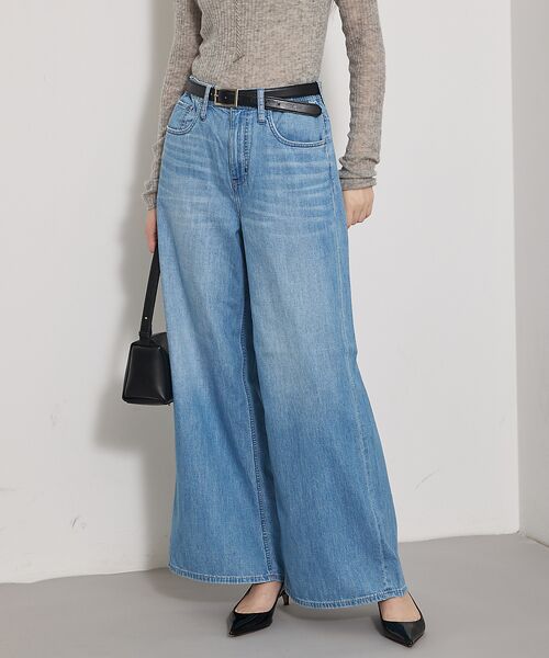 qualite/カリテ 【HealthyDENIM】WildGingerEasy ワイドデニム ライトブルー 34 qualite/カリテ 【HealthyDENIM】WildGingerEasy ワイドデニム ライトブルー 34