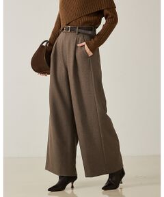 qualite / カリテ パンツ | 【大人のワイドパンツ】ウーリッシュツイルパンツ