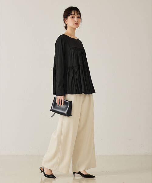 qualite / カリテ パンツ | 【大人のワイドパンツ】ウーリッシュツイルパンツ | 詳細3