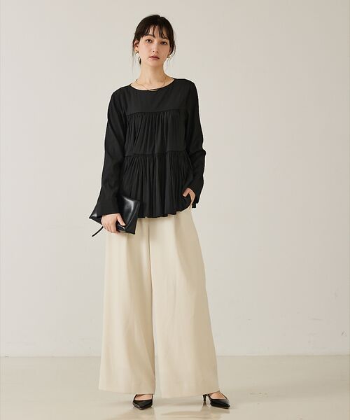 qualite / カリテ パンツ | 【大人のワイドパンツ】ウーリッシュツイルパンツ | 詳細6