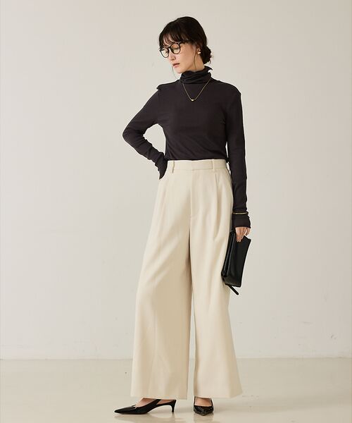 qualite / カリテ パンツ | 【大人のワイドパンツ】ウーリッシュツイルパンツ | 詳細7