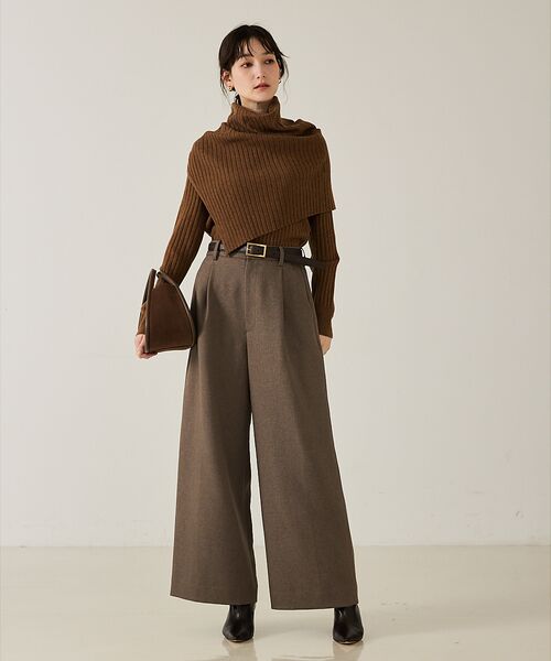 qualite / カリテ パンツ | 【大人のワイドパンツ】ウーリッシュツイルパンツ | 詳細10