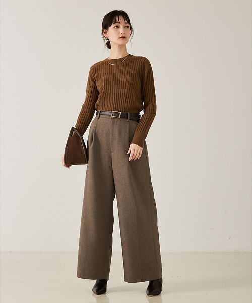 qualite / カリテ パンツ | 【大人のワイドパンツ】ウーリッシュツイルパンツ | 詳細20