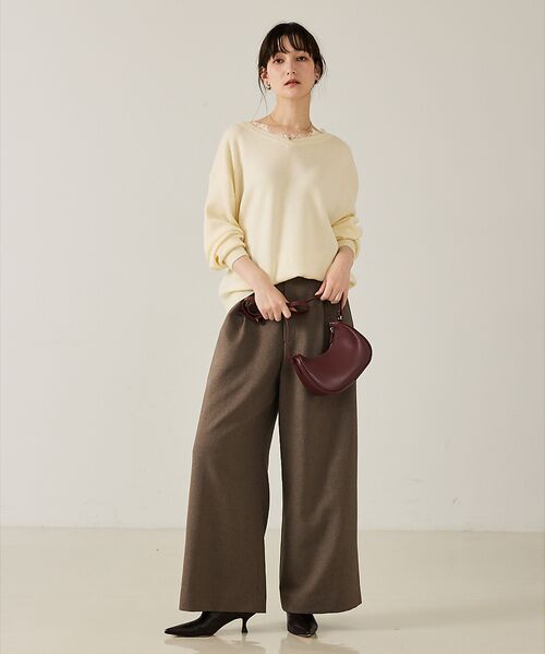 qualite / カリテ パンツ | 【大人のワイドパンツ】ウーリッシュツイルパンツ | 詳細21