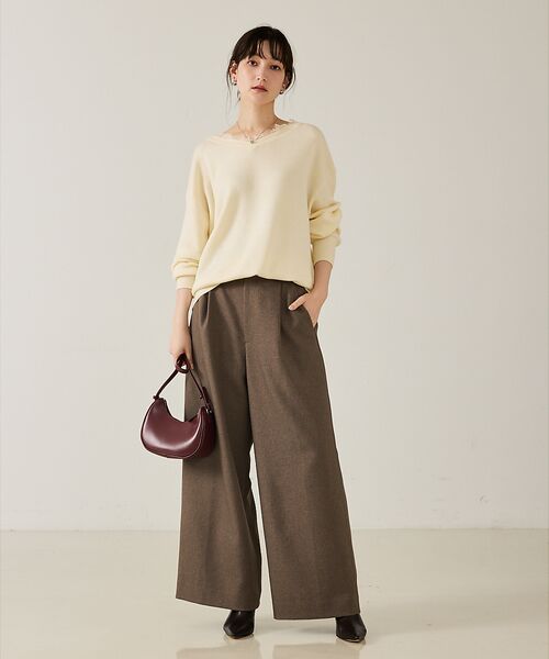 qualite / カリテ パンツ | 【大人のワイドパンツ】ウーリッシュツイルパンツ | 詳細12
