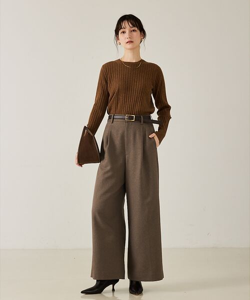 qualite / カリテ パンツ | 【大人のワイドパンツ】ウーリッシュツイルパンツ | 詳細14