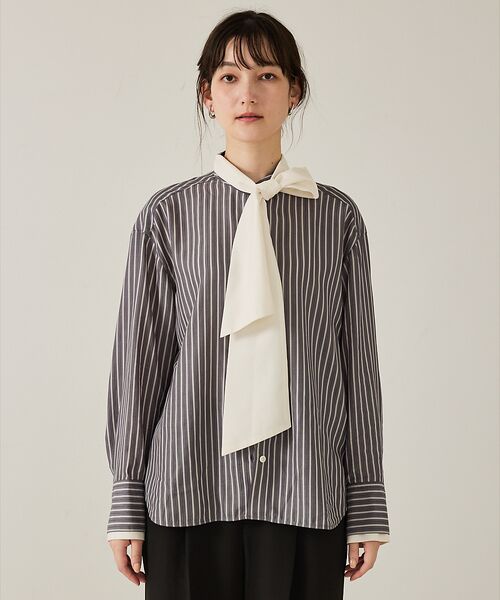 qualite / カリテ シャツ・ブラウス | 【ボウタイ取り外し可能】クレリックボウタイブラウス | 詳細14