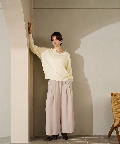 qualite / カリテ ニット・セーター | Vネックレース付きニット【予約】 | 詳細1