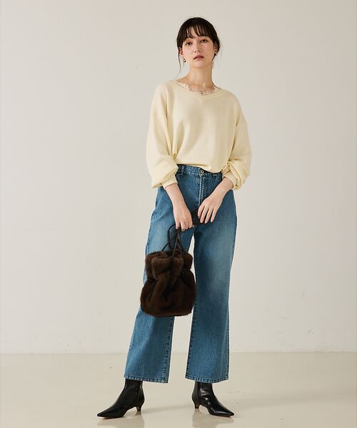 qualite / カリテ ニット・セーター | Vネックレース付きニット【予約】 | 詳細3
