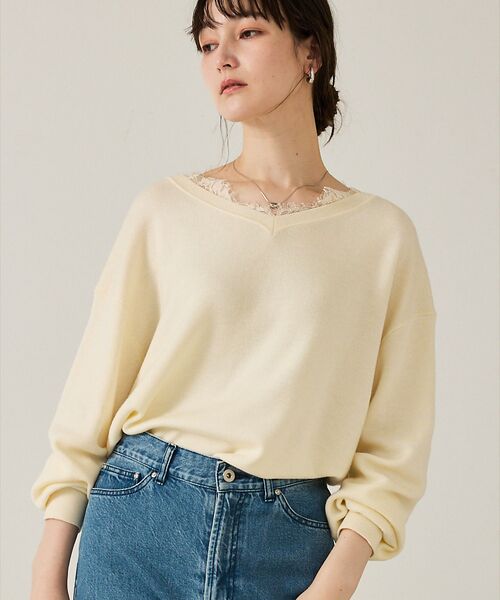 qualite / カリテ ニット・セーター | Vネックレース付きニット【予約】 | 詳細19