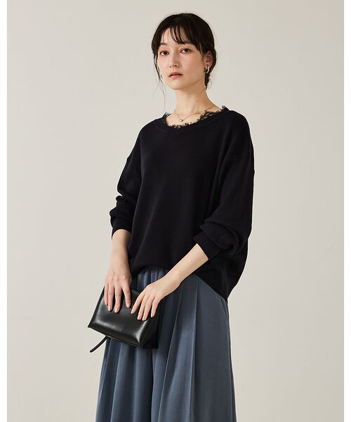 qualite / カリテ ニット・セーター | Vネックレース付きニット【予約】 | 詳細22