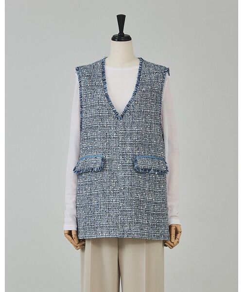 qualite / カリテ ベスト | ラメツイードジレ（ブルー）