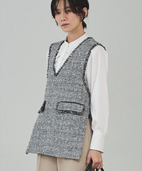 qualite / カリテ ベスト | ラメツイードジレ【予約】(ブラック)