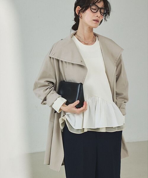 qualite / カリテ トレンチコート | 【大人のスプリングコート】オーバースタンドコート【予約】（グレージュ）