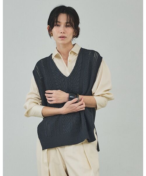 qualite / カリテ ベスト | ケーブルニットベスト【予約】 | 詳細11