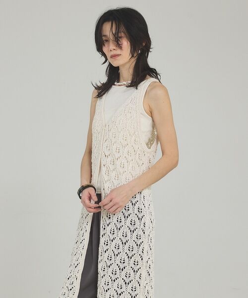 qualite / カリテ キャミソール・チューブトップ | 2WAYリーフパターンロングジレ【予約】 | 詳細3