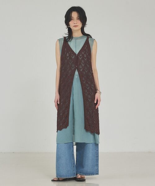 qualite / カリテ キャミソール・チューブトップ | 2WAYリーフパターンロングジレ【予約】 | 詳細5