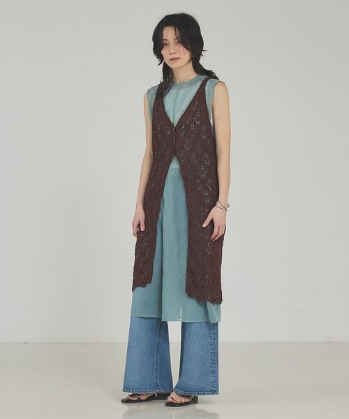 qualite / カリテ キャミソール・チューブトップ | 2WAYリーフパターンロングジレ【予約】 | 詳細7