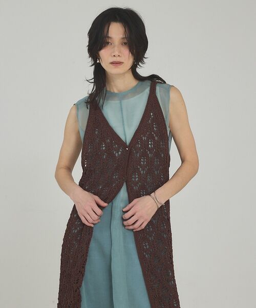 qualite / カリテ キャミソール・チューブトップ | 2WAYリーフパターンロングジレ【予約】 | 詳細8