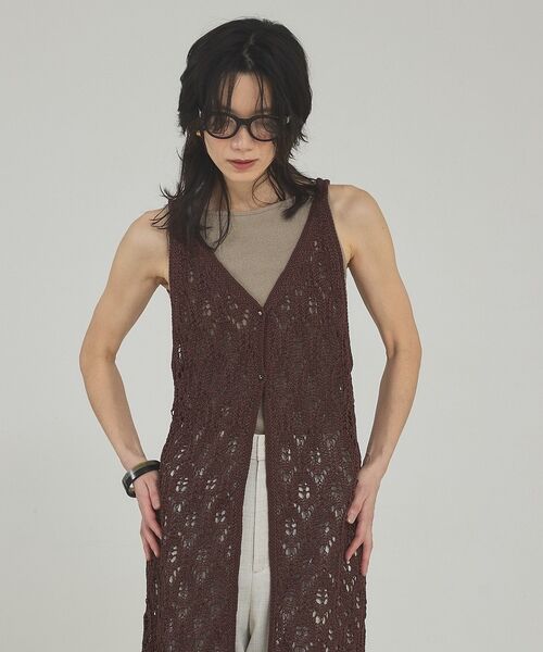 qualite / カリテ キャミソール・チューブトップ | 2WAYリーフパターンロングジレ【予約】 | 詳細11
