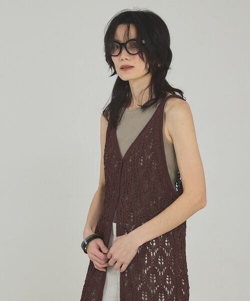 qualite / カリテ キャミソール・チューブトップ | 2WAYリーフパターンロングジレ【予約】 | 詳細12