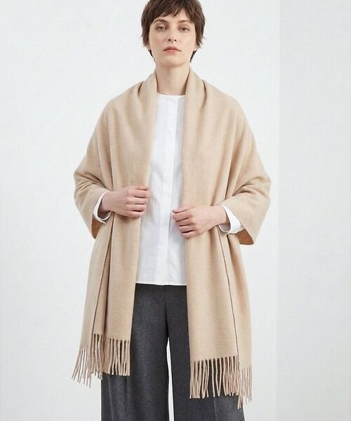 qualite / カリテ マフラー・ショール・スヌード・ストール | 無線色カシミア大判ストール（ベージュ）