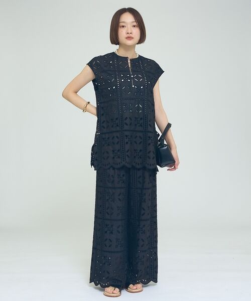 qualite / カリテ キャミソール・チューブトップ | 【セットアップ対応】エンブロイダリーノースリーブブラウス【予約】 | 詳細1