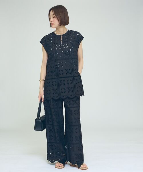 qualite / カリテ キャミソール・チューブトップ | 【セットアップ対応】エンブロイダリーノースリーブブラウス【予約】 | 詳細2