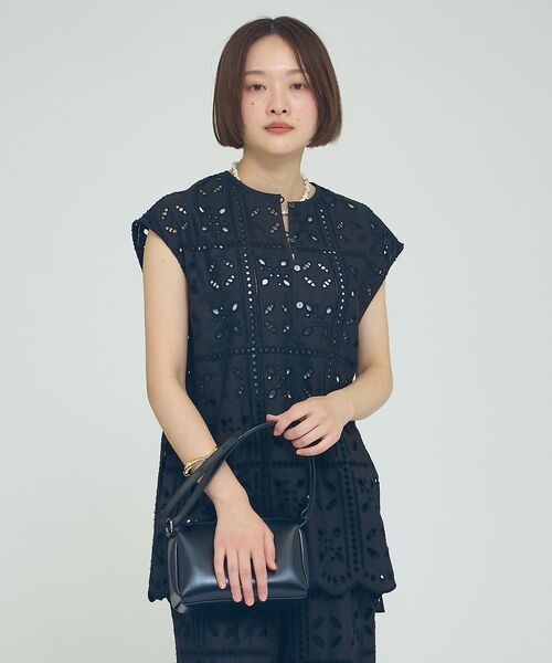 qualite / カリテ キャミソール・チューブトップ | 【セットアップ対応】エンブロイダリーノースリーブブラウス【予約】 | 詳細4