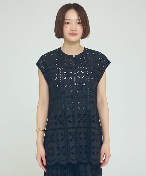 qualite / カリテ キャミソール・チューブトップ | 【セットアップ対応】エンブロイダリーノースリーブブラウス【予約】 | 詳細5