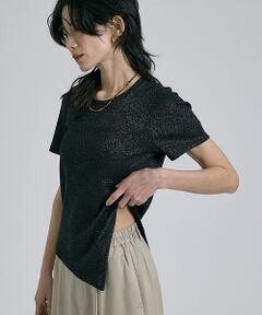 qualite / カリテ Tシャツ | 【大人ラメ×スリット】ラメテレコTシャツ【予約】